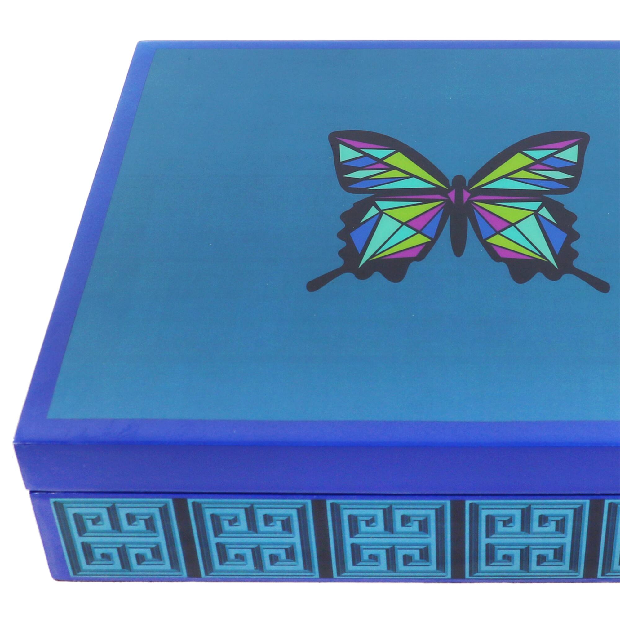 Jonathan Adler x Michaels 10.5" Blue Stained Glass Butterfly Tabletop Box